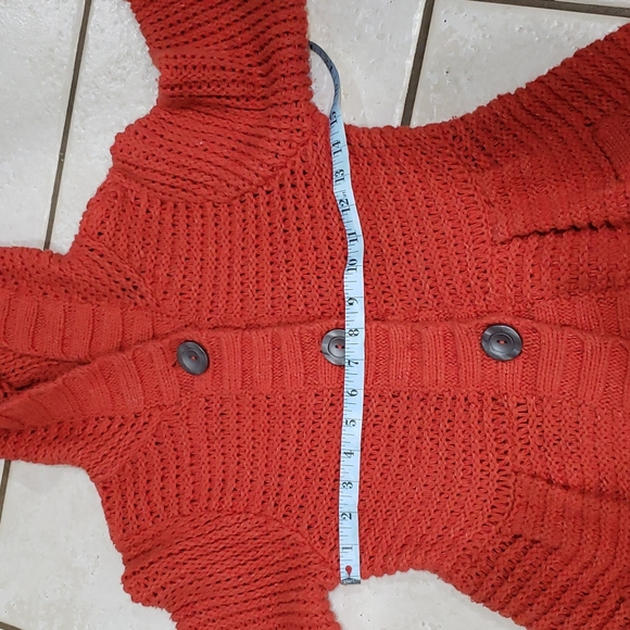 Free People Orange Button Up Hooded Sweater Size XS - Picture 7 of 12